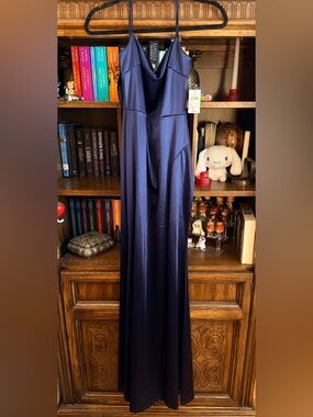 Windsor Navy Satin Maxi Dress – NWT – Size M